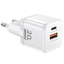 СЗУ (Сетевое зарядное устройство) REMAX RP-U8, 20W, 1 USB Type C, 1 USB A, цвет белый