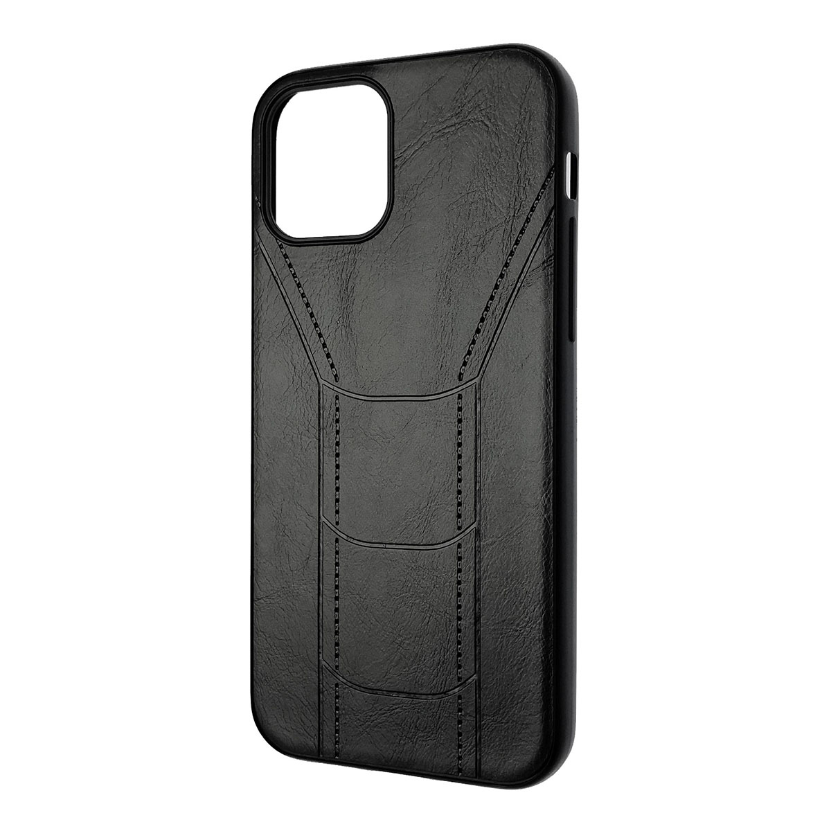 Чехол накладка R3 для APPLE iPhone 12 (6.1"), iPhone 12 Pro (6.1"), силикон, под кожу, цвет черный Чехол накладка R3 для APPLE iPhone 12 (6.1"), iPhone 12 Pro (6.1"), силикон, под кожу, цвет черный