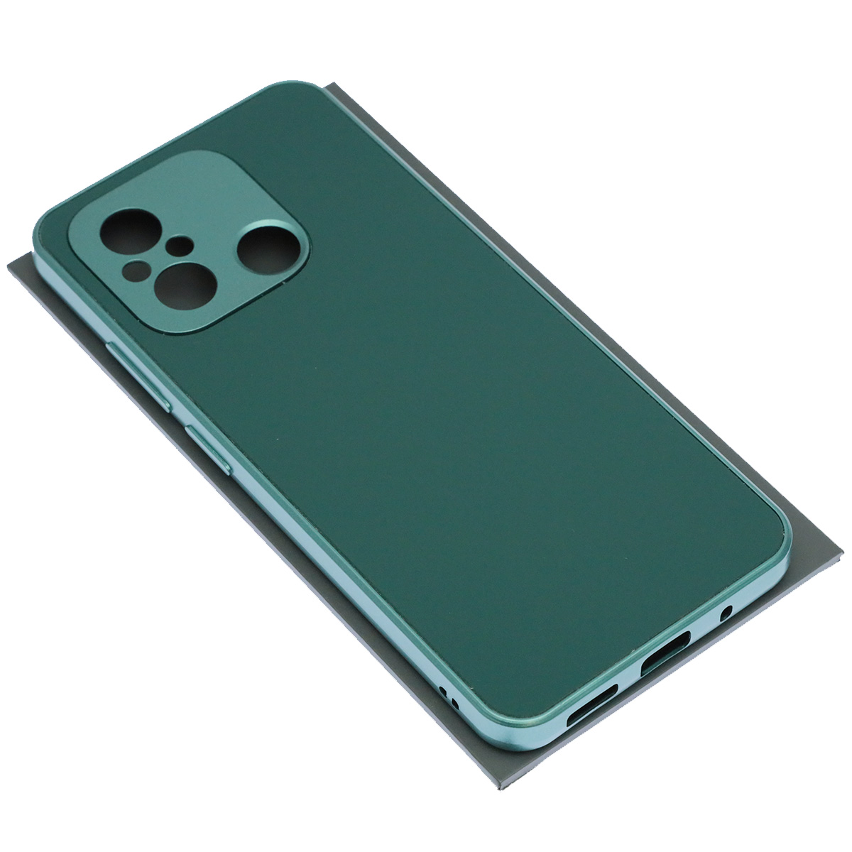 Чехол накладка для XIAOMI Redmi 12С, POCO C55, защита камеры, силикон, пластик, цвет темно зеленый Чехол накладка для XIAOMI Redmi 12С, POCO C55, защита камеры, силикон, пластик, цвет темно зеленый