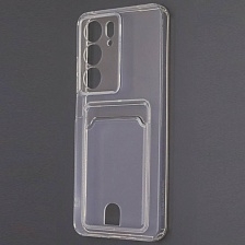 Чехол накладка CARD CASE для Realme C75, защита камеры, силикон, отдел для карт, цвет прозрачный