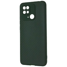Чехол накладка для XIAOMI Redmi 10C, POCO C40, силикон, карбон, цвет темно зеленый Чехол накладка для XIAOMI Redmi 10C, POCO C40, силикон, карбон, цвет темно зеленый