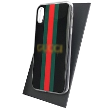 Чехол накладка для APPLE iPhone XR, силикон, глянцевый, рисунок Три полосы Гуччи Чехол накладка для APPLE iPhone XR, силикон, глянцевый, рисунок Три полосы Гуччи