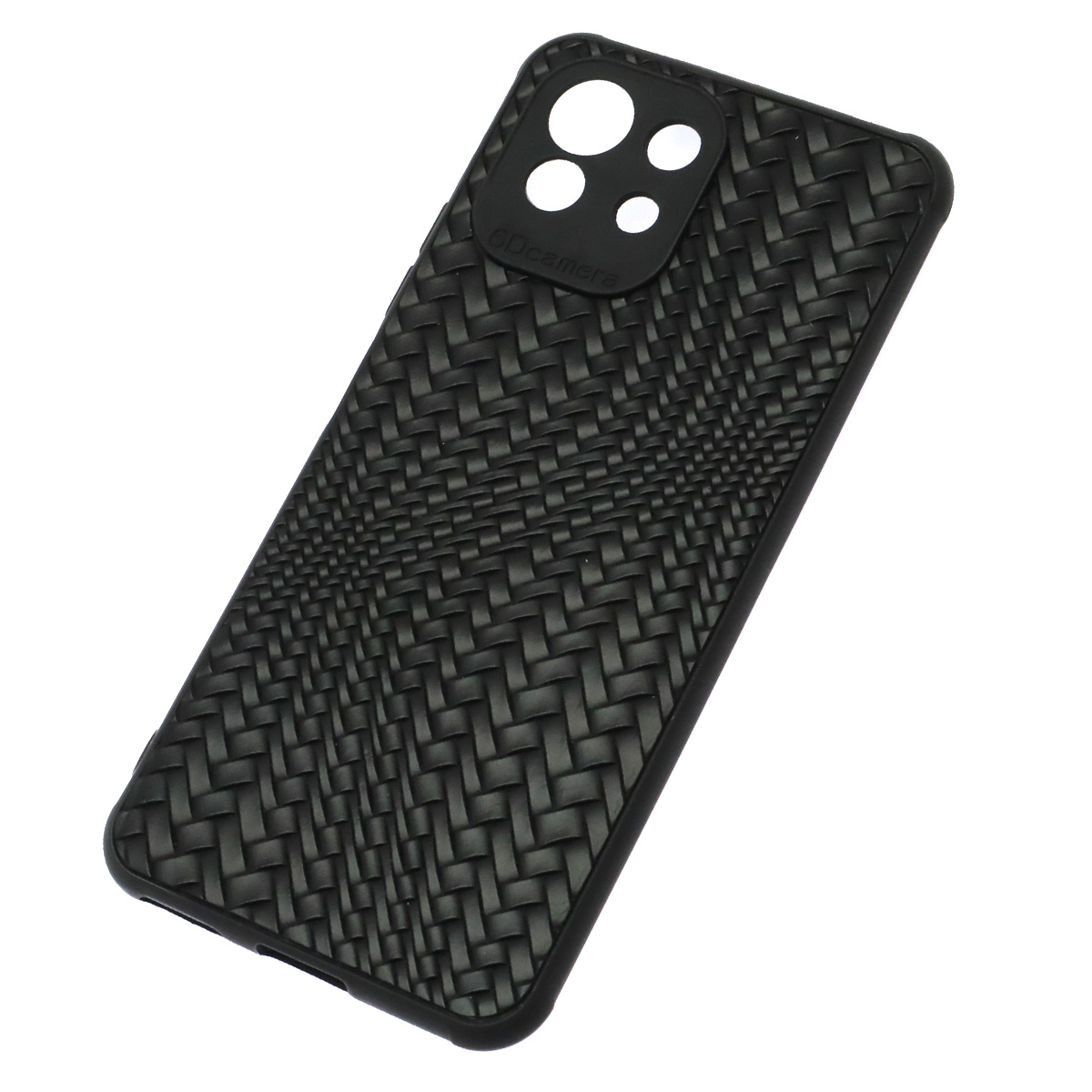 Чехол накладка для XIAOMI MI 11 Lite, силикон, плетение, цвет черный Чехол накладка для XIAOMI MI 11 Lite, силикон, плетение, цвет черный