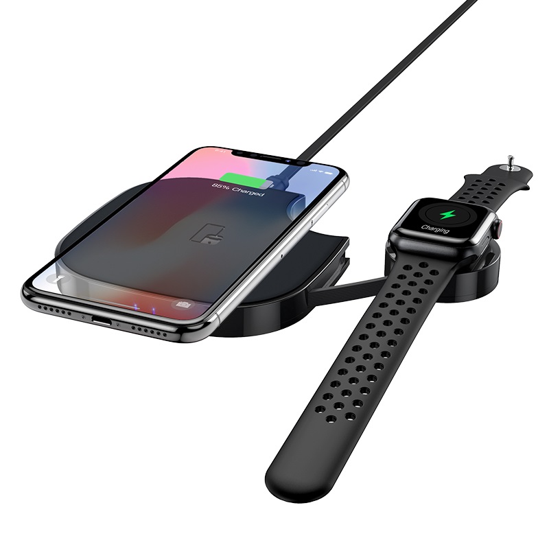 HOCO S5 Rich power 2-в-1 беспроводное зарядное устройство, 5W, 7.5W, 10W и для Apple Watch series 1 / 2 / 3 / 4 (распродажа -50%)