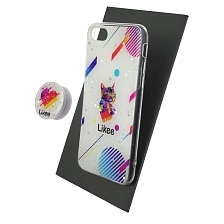 Чехол накладка для APPLE iPhone 7, iPhone 8, iPhone SE 2020, силикон, фактурный глянец, с поп сокетом, рисунок Likee Чехол накладка для APPLE iPhone 7, iPhone 8, iPhone SE 2020, силикон, фактурный глянец, с поп сокетом, рисунок Likee