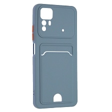 Чехол накладка BUTTON для XIAOMI Redmi Note 12S, защита камеры, силикон, отдел для карт, цвет космический серый