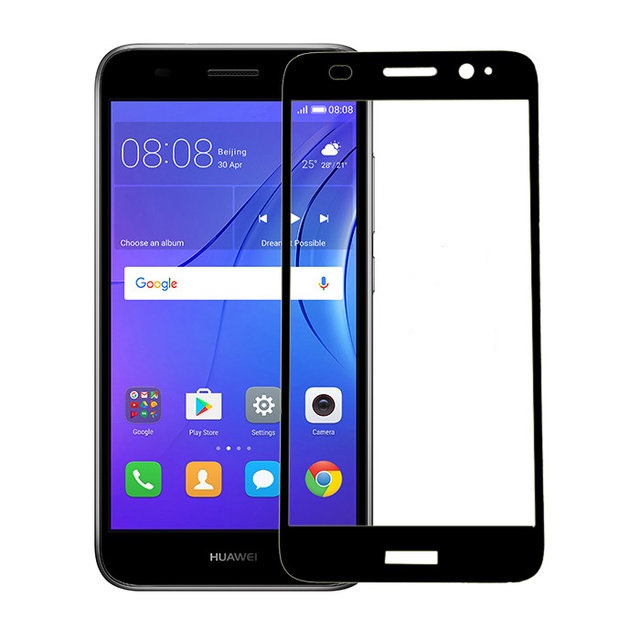 Защитное стекло 2D Full glass для Huawei Honor Y3 2017 /тех.пак/ черный.