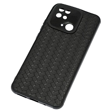 Чехол накладка для XIAOMI Redmi 10C, XIAOMI POCO C40, защита камеры, силикон, плетение, цвет черный
