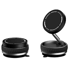 Автомобильный магнитный держатель QAYAN QH-183 на вакуумной присоске для смартфона, на приборную панель, цвет черно серебристый