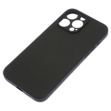 Чехол накладка Silicon Case для APPLE iPhone 15 Pro Max, защита камеры, бархатная подложка, цвет черный