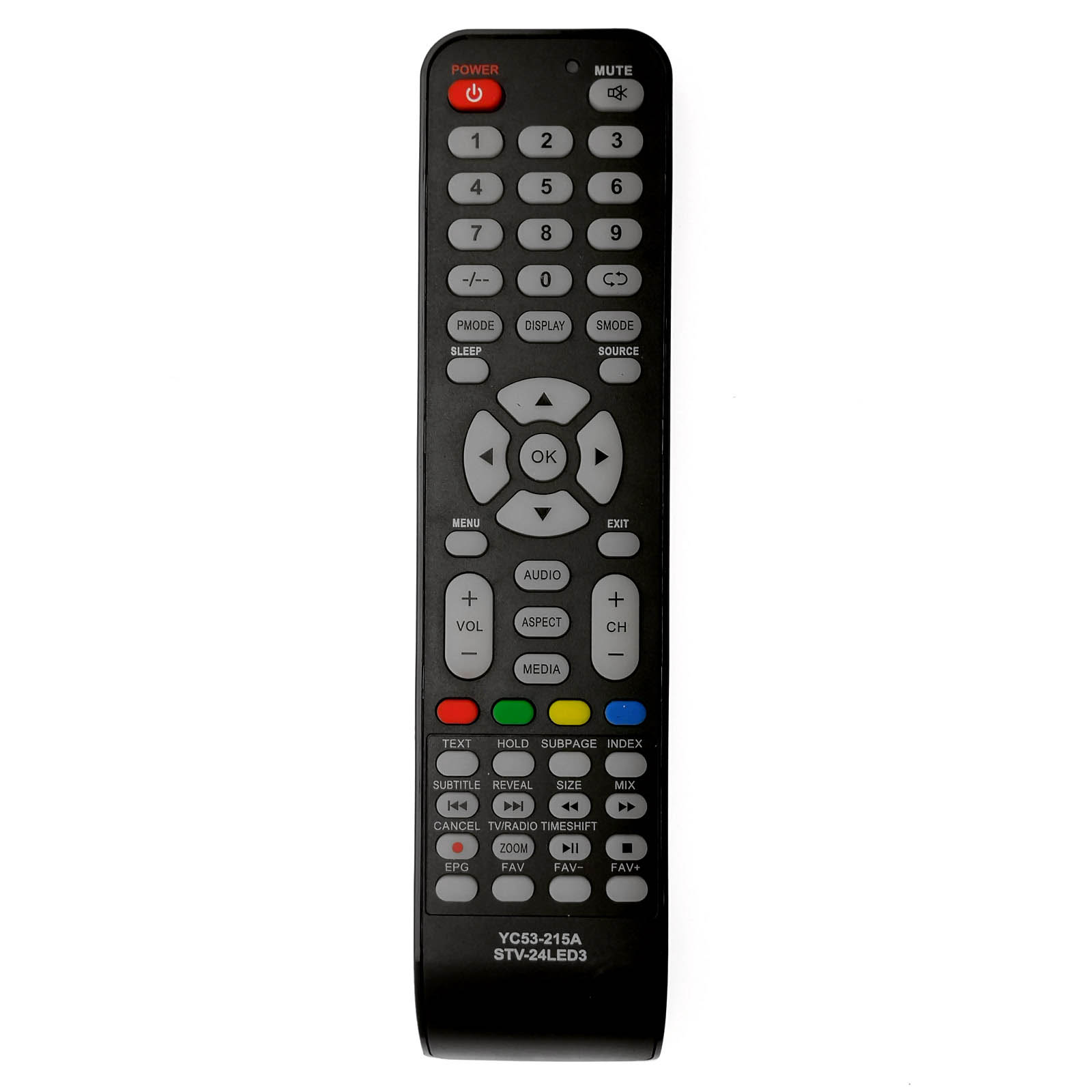 Пульт ДУ для SHIVAKI YC53-215A STV-24LED3 подходит к следующим моделям: STV-22LED3, STV-24LED3, STV-26ALED3, STV-26LED3, STV-32LED3.