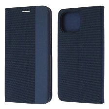 Чехол книжка MESH для XIAOMI MI 11 Lite, текстиль, силикон, бархат, визитница, цвет темно синий Чехол книжка MESH для XIAOMI MI 11 Lite, текстиль, силикон, бархат, визитница, цвет темно синий
