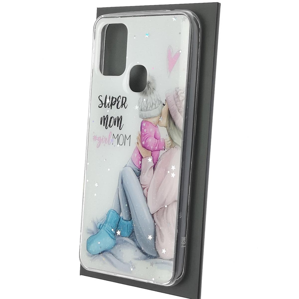 Чехол накладка Vinil для SAMSUNG Galaxy M31 (SM-M315), силикон, блестки, глянцевый, рисунок Super mom girl MOM Чехол накладка Vinil для SAMSUNG Galaxy M31 (SM-M315), силикон, блестки, глянцевый, рисунок Super mom girl MOM