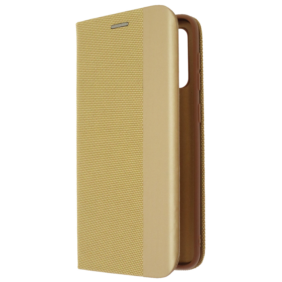Чехол книжка MESH для SAMSUNG Galaxy A30s (SM-A307), A50s (SM-A507), текстиль, силикон, бархат, визитница, цвет золотистый Чехол книжка MESH для SAMSUNG Galaxy A30s (SM-A307), A50s (SM-A507), текстиль, силикон, бархат, визитница, цвет золотистый
