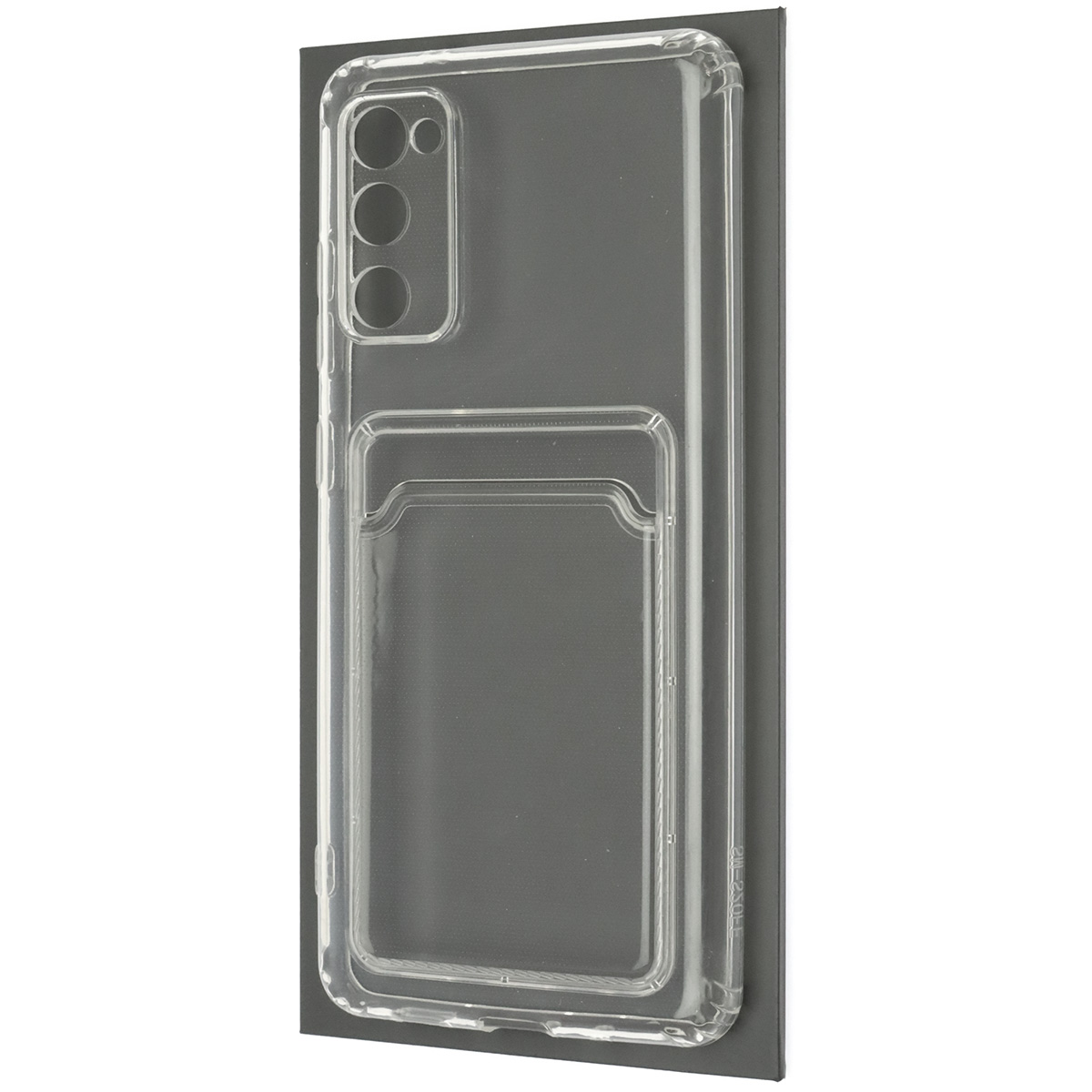 Чехол накладка CARD CASE для SAMSUNG Galaxy S20 FE (SM-G780), силикон, отдел для карт, цвет прозрачный