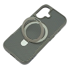 Чехол накладка Sky Armor с поддержкой MagSafe для APPLE iPhone 16, подставка, карбон, цвет серый