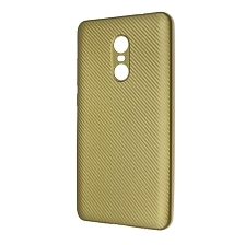 Чехол накладка для XIAOMI Redmi Note 4X, силикон, карбон, цвет золотистый.