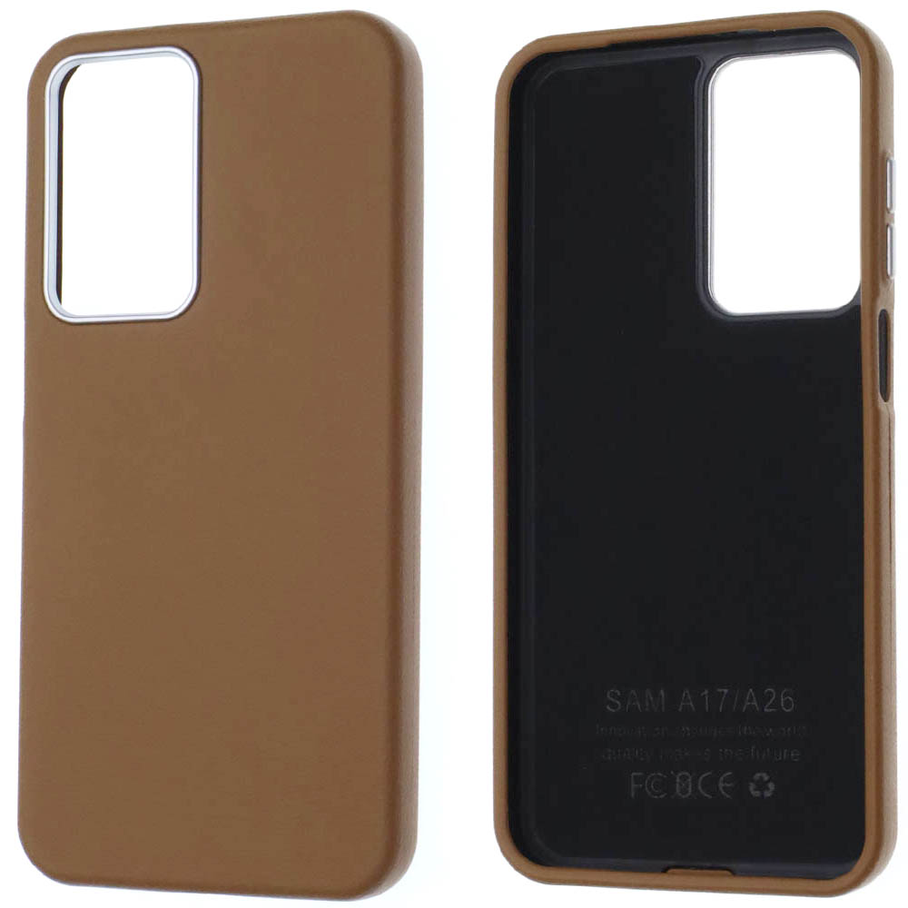 Чехол накладка VICTORIA для SAMSUNG Galaxy A17, A26 5G, силикон, пластик, текстура кожи, бархат, цвет коричневый