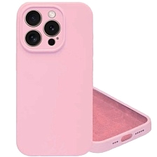 Чехол накладка Silicone Case для APPLE iPhone 15 Pro, защита камеры, силикон, бархат, цвет розовый