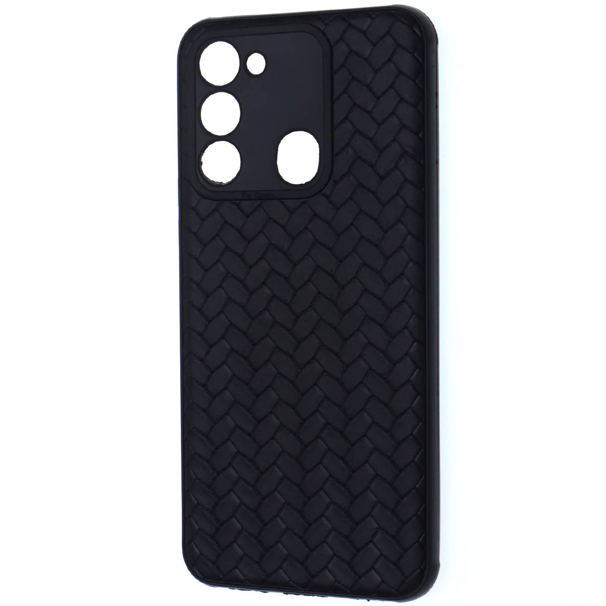 Чехол накладка для TECNO Spark GO 2022, Spark 8C, Spark 9, защита камеры, силикон, плетение, цвет черный