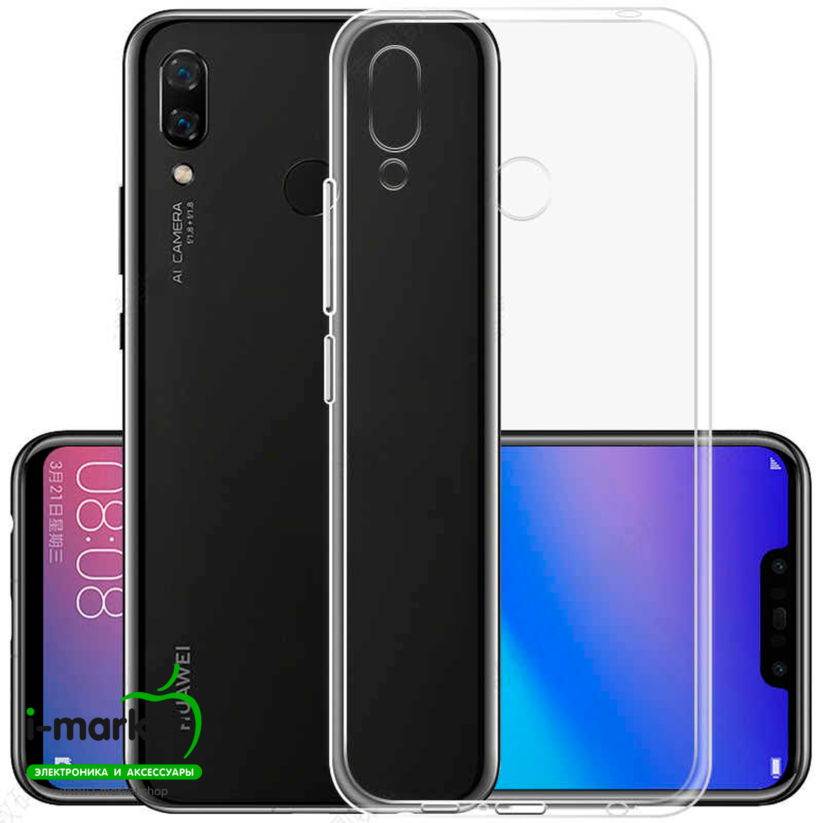 Чехол накладка J-Case для HUAWEI P Smart 2019 (POT-LX1), Honor 10 Lite (HRY-LX1), силикон, прозрачный.