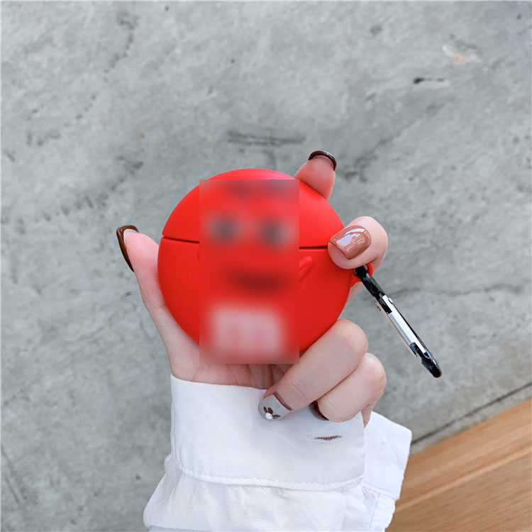 Чехол для беспроводных наушников APPLE AirPods 1/2 силиконовый с карабином, 3D M. с улыбкой, цвет красный. Чехол для беспроводных наушников APPLE AirPods 1/2 силиконовый с карабином, 3D M. с улыбкой, цвет красный.