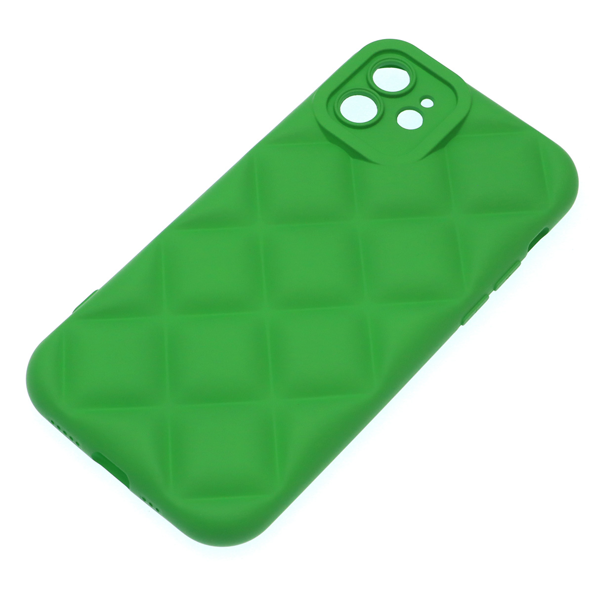 Чехол накладка для APPLE iPhone 12 (6.1"), силикон, 3D ромб, цвет зеленый Чехол накладка для APPLE iPhone 12 (6.1"), силикон, 3D ромб, цвет зеленый