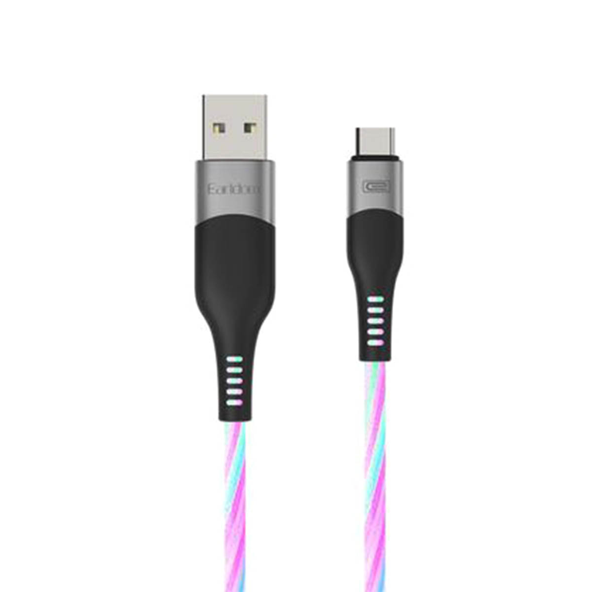 Кабель с подсветкой Earldom EC-096C USB Type C, 2.4А, длина 1 метр, силикон, цвет голубой