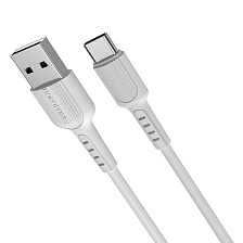 Кабель BOROFONE BX16 Easy USB Type C, длина 1 метр, 3A, силикон, цвет белый Кабель BOROFONE BX16 Easy USB Type C, длина 1 метр, 3A, силикон, цвет белый