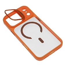 Чехол накладка Cabbeen с поддержкой MagSafe для APPLE iPhone 17 Pro Max, подставка, цвет прозрачно оранжевый