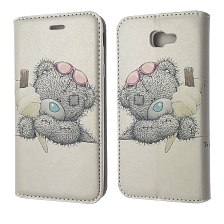 Чехол книжка для SAMSUNG Galaxy J5 Prime (SM-G570), экокожа, рисунок Мишка Тедди и мороженное.