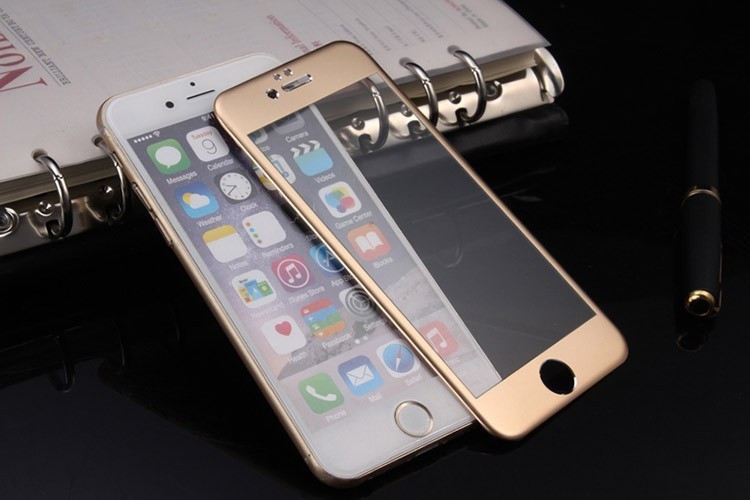 Защитное стекло "LP" для iPhone 6/6s Tempered Glass 3D с рамкой 0,33 мм 9H (ударопрочное/золото).