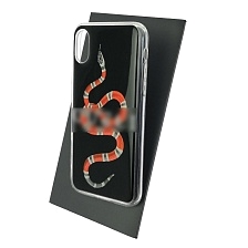 Чехол накладка для APPLE iPhone X, iPhone XS, силикон, глянцевый, рисунок Змея Гуччи