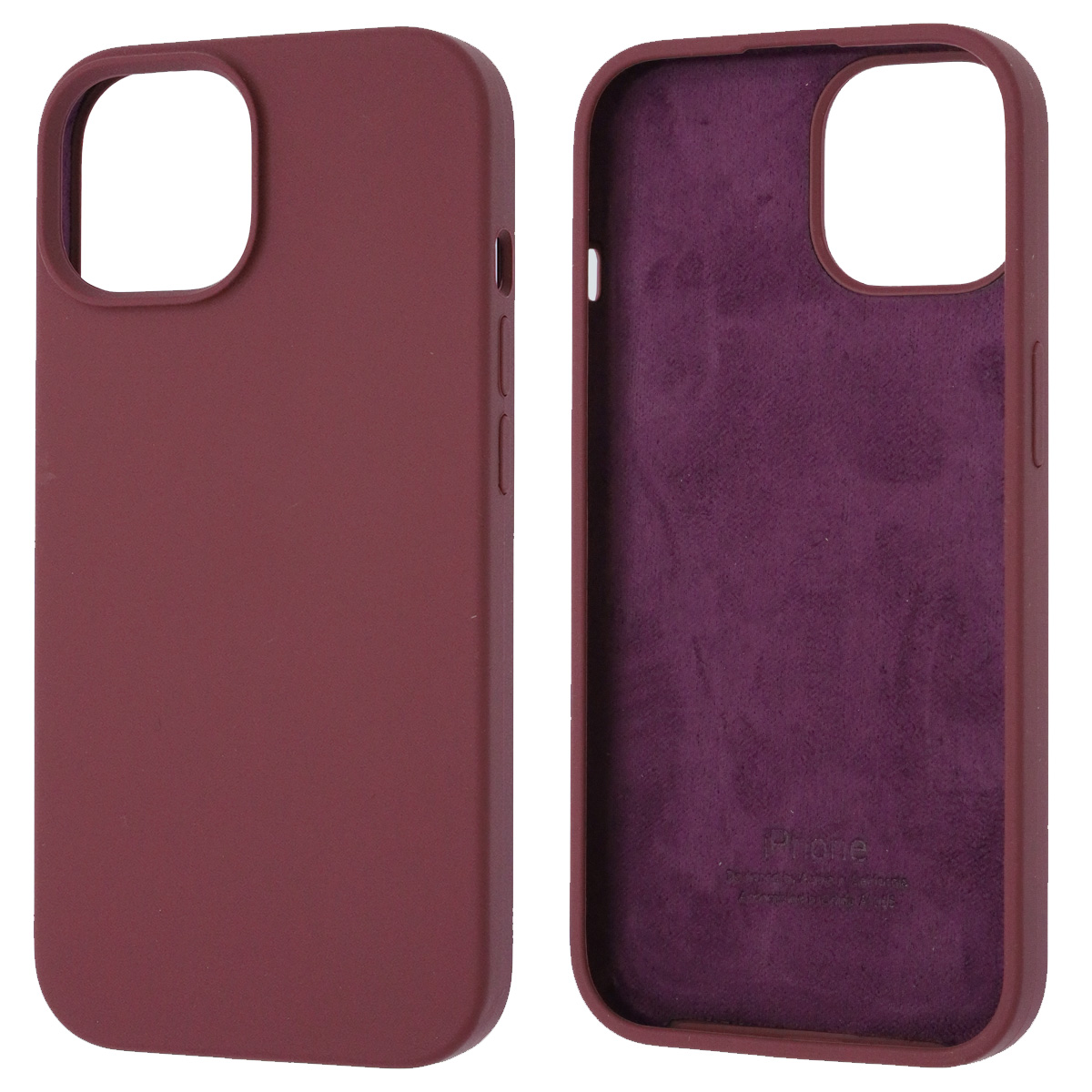 Чехол накладка Silicon Case для APPLE iPhone 15 (6.1"), силикон, бархат, цвет бордовый