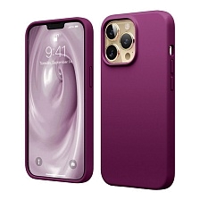 Чехол-накладка Silicone Case для Apple iPhone 14, L-ogo, бархатная подложка, цвет фиолетовый