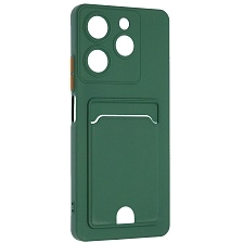 Чехол накладка BUTTON для TECNO Spark 10 Pro, силикон, отдел для карт, цвет темно зеленый Чехол накладка BUTTON для TECNO Spark 10 Pro, силикон, отдел для карт, цвет темно зеленый