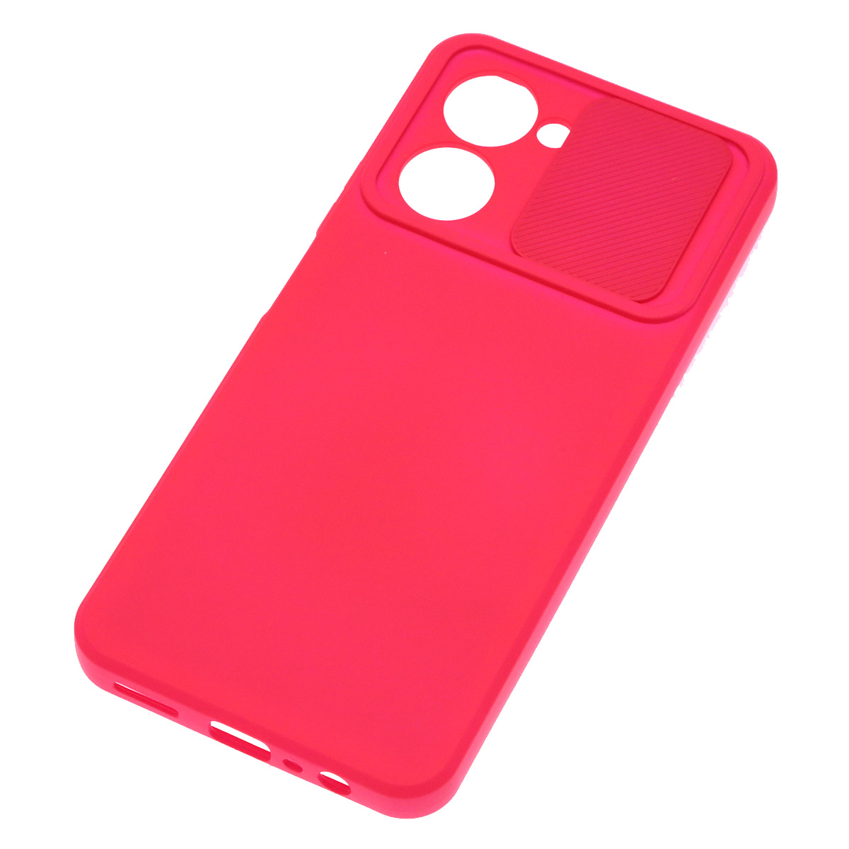 Чехол накладка для Realme C33, силикон, бархат, со шторкой для защиты задней камеры, цвет фуксия Чехол накладка для Realme C33, силикон, бархат, со шторкой для защиты задней камеры, цвет фуксия
