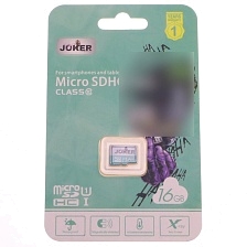 Карта памяти MicroSDHC 16GB JOKER Class 10, без адаптера, цвет бело зеленый Карта памяти MicroSDHC 16GB JOKER Class 10, без адаптера, цвет бело зеленый