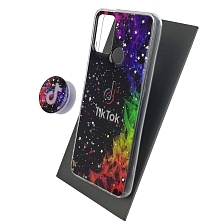 Чехол накладка для HUAWEI Honor 9A (MOA-LX9N), силикон, фактурный глянец, с поп сокетом, рисунок Tik Tok Чехол накладка для HUAWEI Honor 9A (MOA-LX9N), силикон, фактурный глянец, с поп сокетом, рисунок Tik Tok