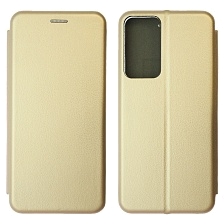 Чехол книжка STYLISH для TECNO POP 6 Pro, экокожа, визитница, цвет золотистый Чехол книжка STYLISH для TECNO POP 6 Pro, экокожа, визитница, цвет золотистый
