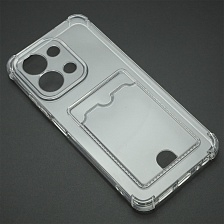 Чехол накладка CARD CASE для XIAOMI Redmi 15C, POCO C85, защита камеры, усиленные края, силикон, отдел для карт, прозрачный
