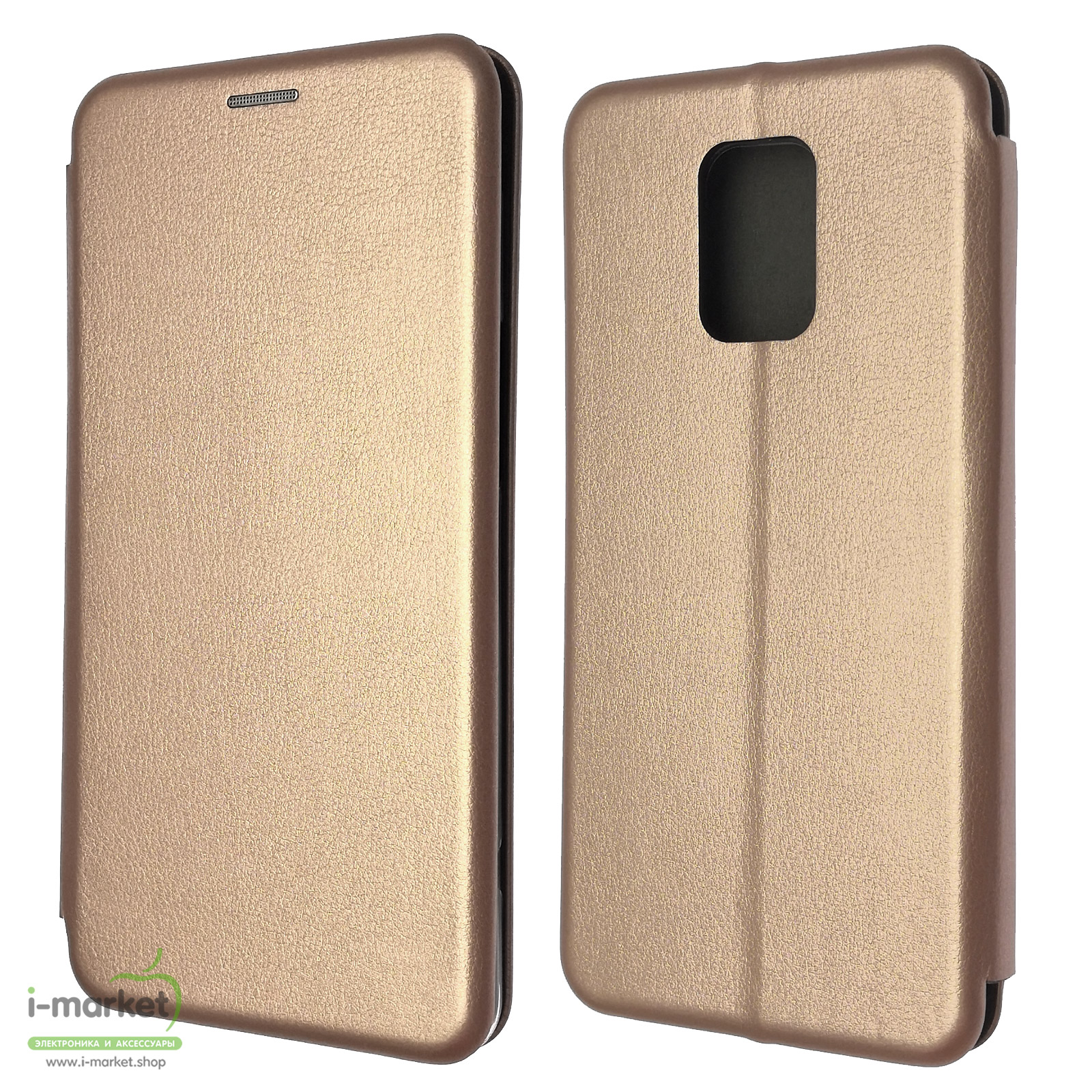 Чехол книжка STYLISH для XIAOMI Redmi Note 9 Pro, Redmi Note 9S, экокожа, визитница, цвет розовое золото.