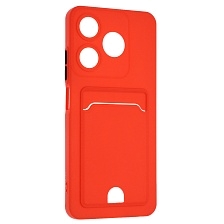 Чехол накладка BUTTON для TECNO Spark 10, TECNO Spark 10C, защита камеры, силикон, отдел для карт, цвет красный Чехол накладка BUTTON для TECNO Spark 10, TECNO Spark 10C, защита камеры, силикон, отдел для карт, цвет красный