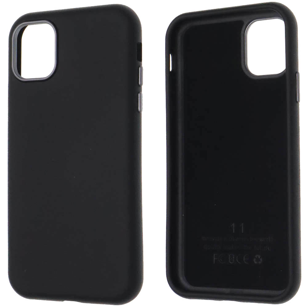 Чехол накладка для APPLE iPhone 11 (6.1"), силикон, пластик, текстура кожи, бархат, цвет черный Чехол накладка для APPLE iPhone 11 (6.1"), силикон, пластик, текстура кожи, бархат, цвет черный