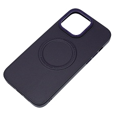Чехол накладка Creative Stylish с поддержкой MagSafe для APPLE iPhone 14 Pro Max, защита камеры, экокожа, бархат, цвет темно фиолетовый