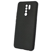 Чехол накладка для XIAOMI Redmi 9, силикон, карбон, цвет черный Чехол накладка для XIAOMI Redmi 9, силикон, карбон, цвет черный