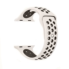 Ремешок для Apple Watch спортивный "Nike", размер 40 mm, цвет античный белый - черный. Ремешок для Apple Watch спортивный "Nike", размер 40 mm, цвет античный белый - черный.