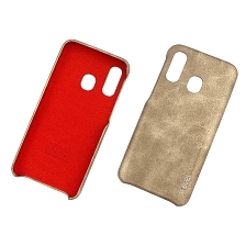 Чехол накладка X-Level VINTAGE для SAMSUNG Galaxy A40 (SM-A405), экокожа, силикон, цвет золотистый.