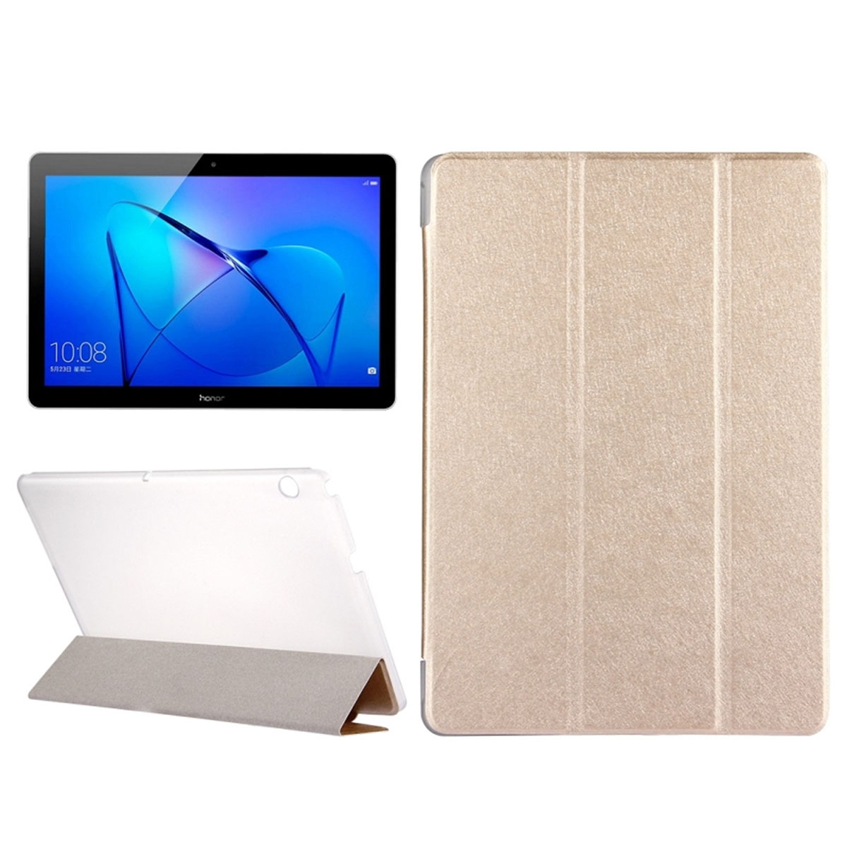 Чехол книжка Trans Cover для HUAWEI MediaPad T3 10, (AGS-L09), диагональ 9.6", цвет золотистый