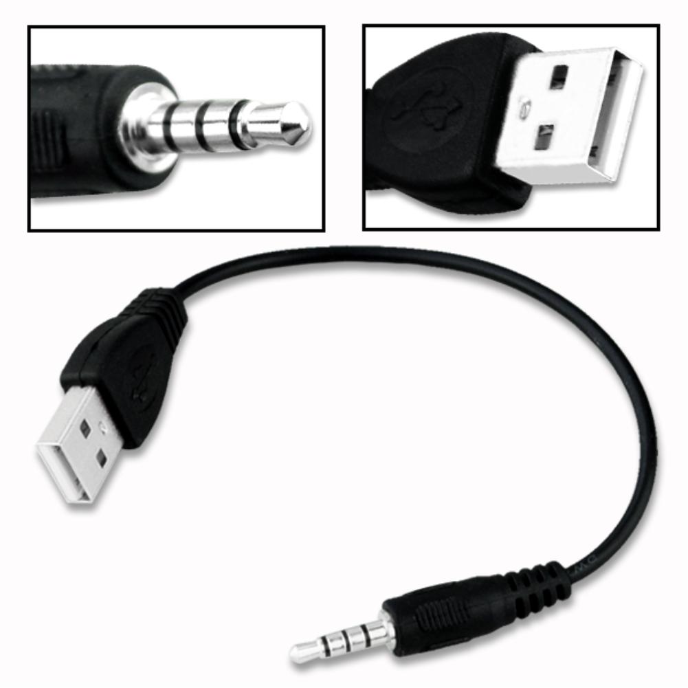 Кабель аудио Jack 3.5 мм AUX Male (Папа) на USB-A 2.0 Male (Папа), цвет черный